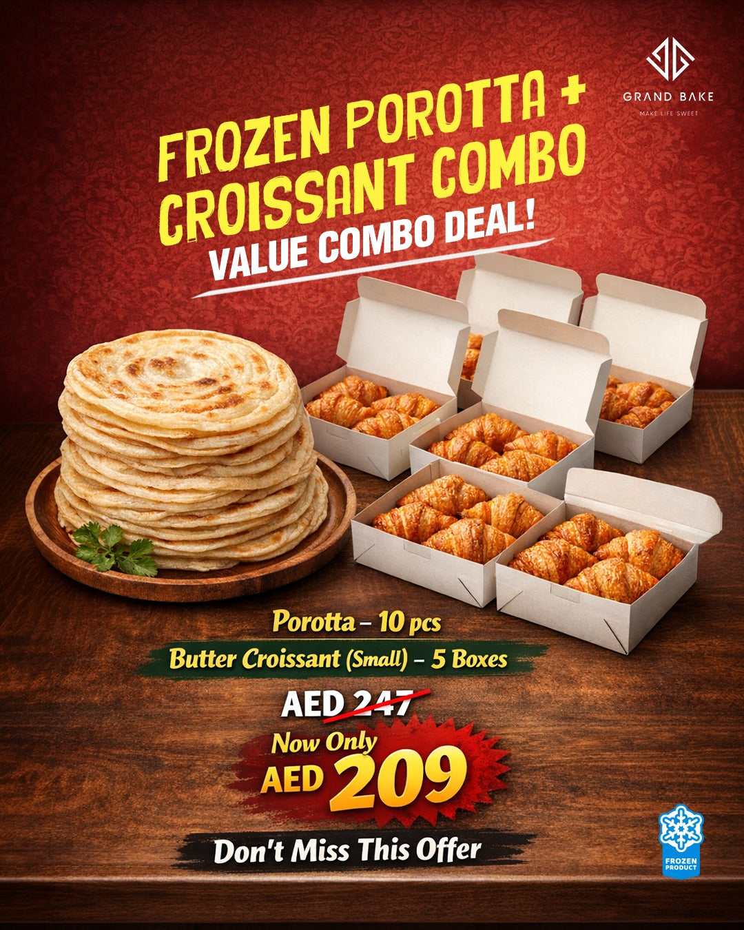 10 pcs portta and 5 pcs Butter Croissant (small) are now only AED 209