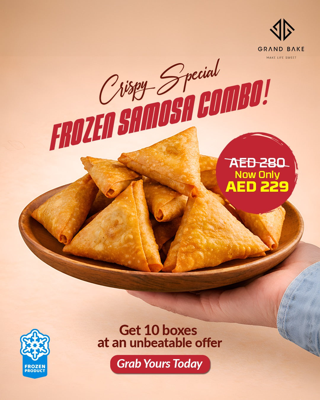 crispy special frozen samosa combo now only ace 229.get 10 boxes at an unbelivable offer