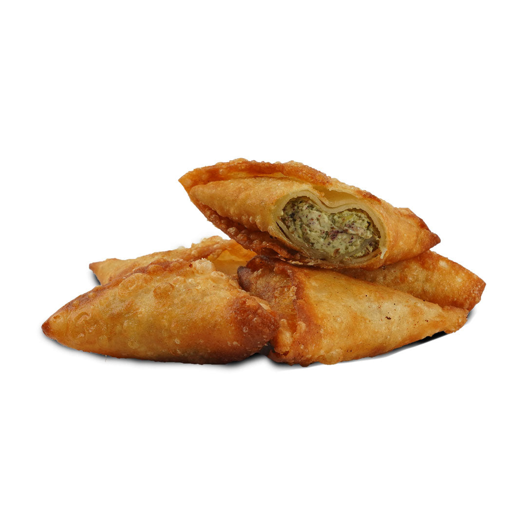 Three frozen samosas with cheese zaatar fillings visible* 15 pcs 